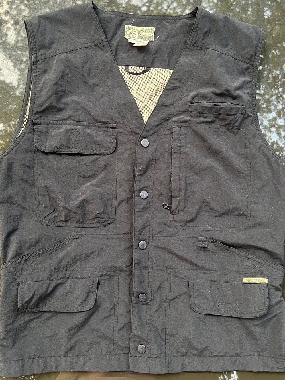 Royal Robbins Vest Mens Black Outdoor Hiking Fishing Multi Pocket EUC